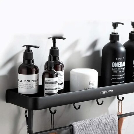 Estante Bruvic para Baño Minimalista con Toallero y Ganchos 001