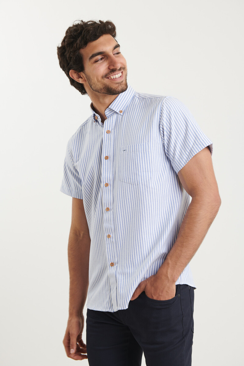 CAMISA HARRINGTON LABEL - Blanco/azul 