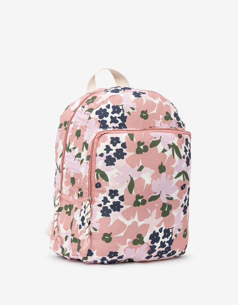 Porta Cosméticos Mochila Mochila Plegable Pack And Go - Estampado Flores