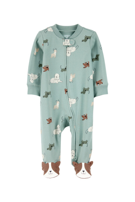 Pijama una pieza de algodón, con pie, diseño perros Sin color