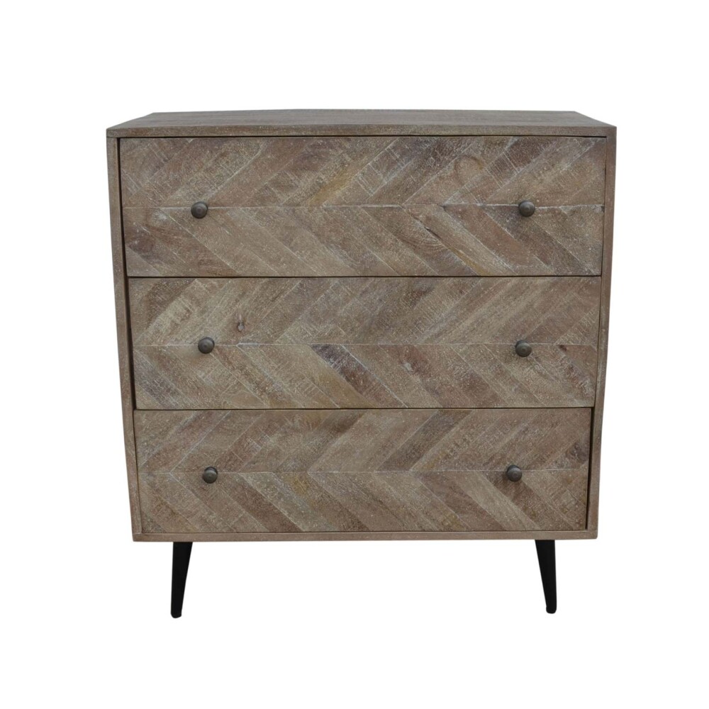 COMODA 3 CAJONES MADERA NATURAL-BEIGE ARETINA