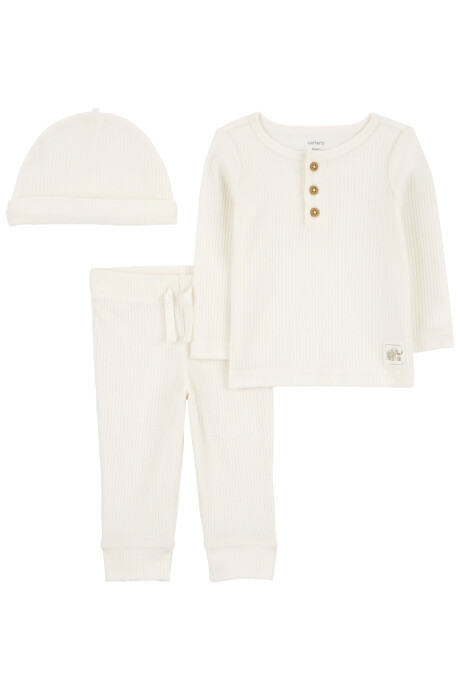 Set tres piezas de algodón térmico, pantalón, remera y gorro Set tres piezas de algodón térmico, pantalón, remera y gorro