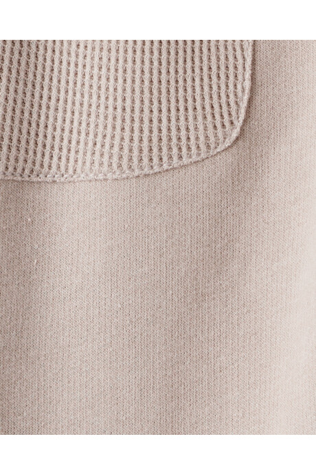 Set dos piezas de algodón, pantalón y buzo cierre un cuarto, beige Sin color