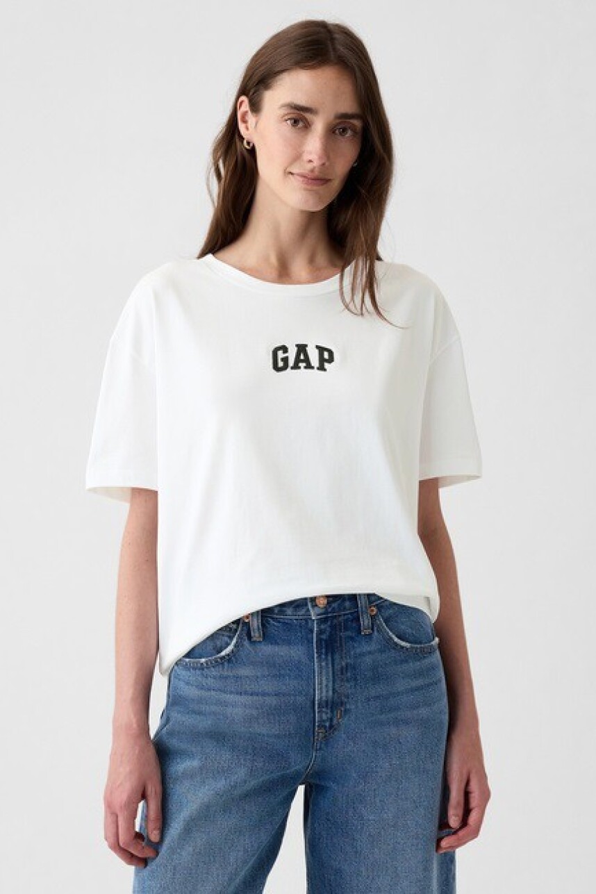 Remera Boyfriend Logo Gap Mujer Optic White