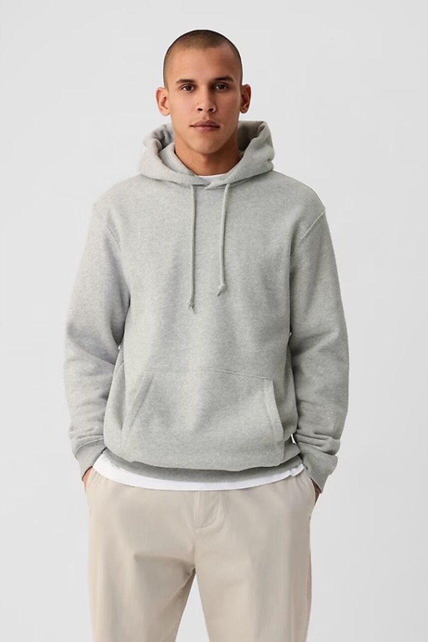 Buzo Canguro Con Felpa Hombre Light Heather Grey B08