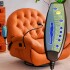 Sillón Masajeador Poltrona Con Control Remoto Y Soporte Para Celular NARANJA