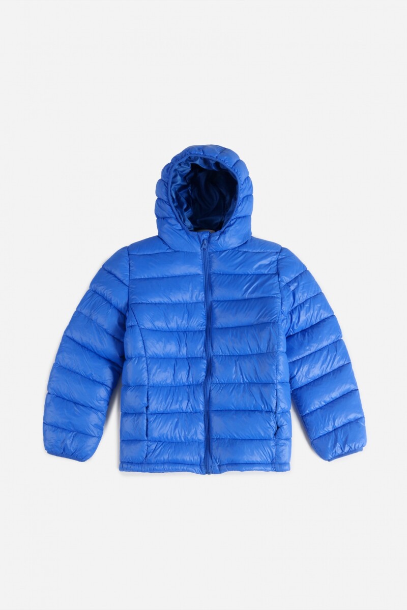 Campera puffer básica con capucha AZUL