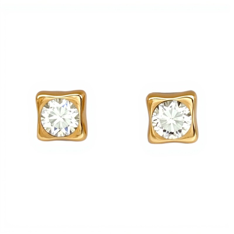 Caravanas Cuadrados de oro- Oro bajo - Zirconia blanca - CA8115 conpiedra
