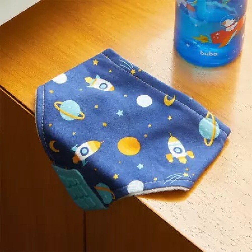 Babero bandana con mordillo BUBA space azul