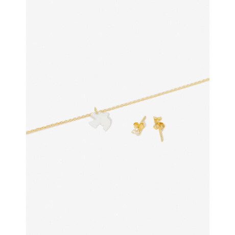 Set Aros Pasantes Y Cadena Plata 925 Dorado