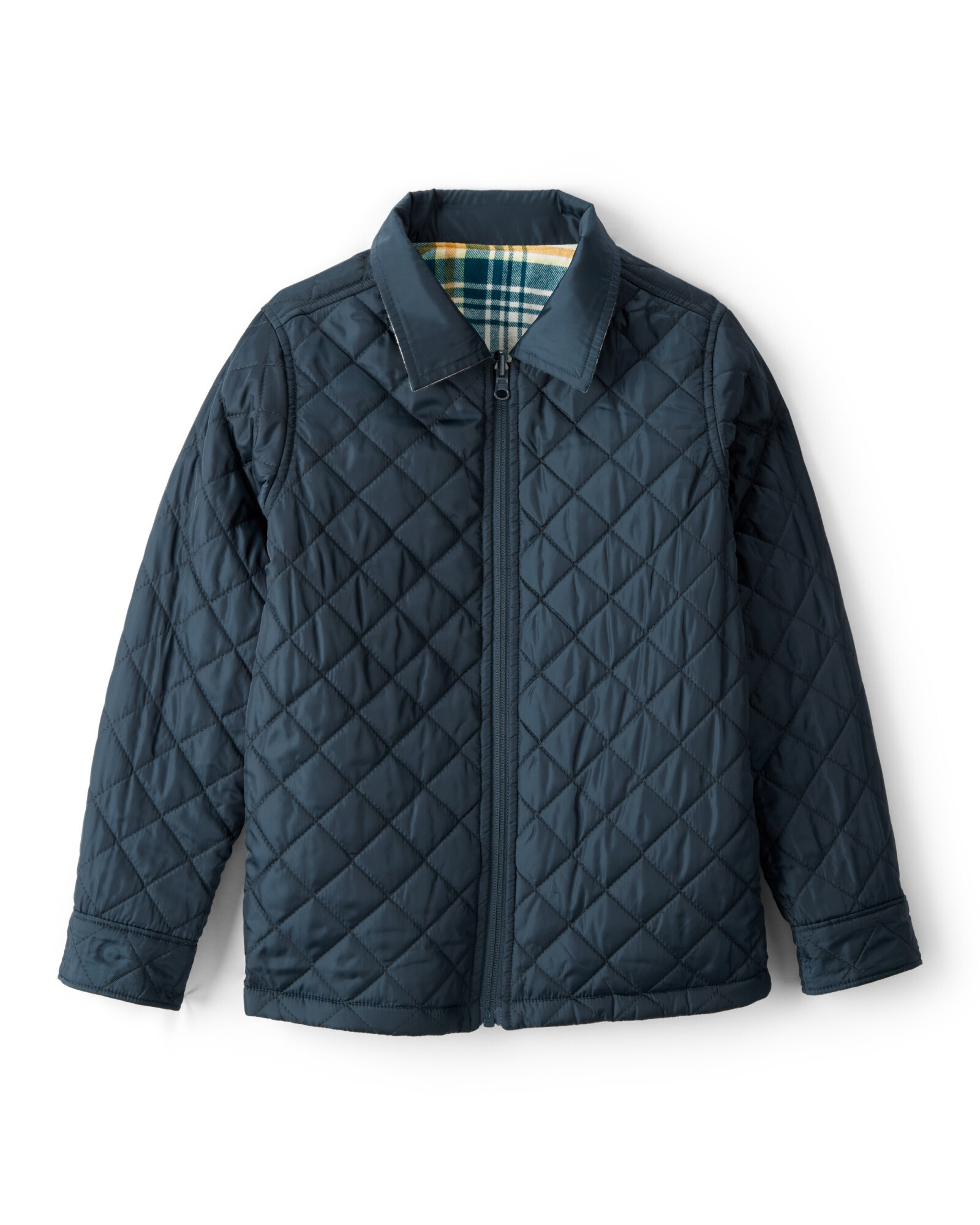 Campera reversible, diseños a cuadros y azul Sin color