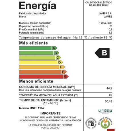 Calefón Termotanque James De Acero 20 Lt. Salida superior Calefón Termotanque James De Acero 20 Lt. Salida superior