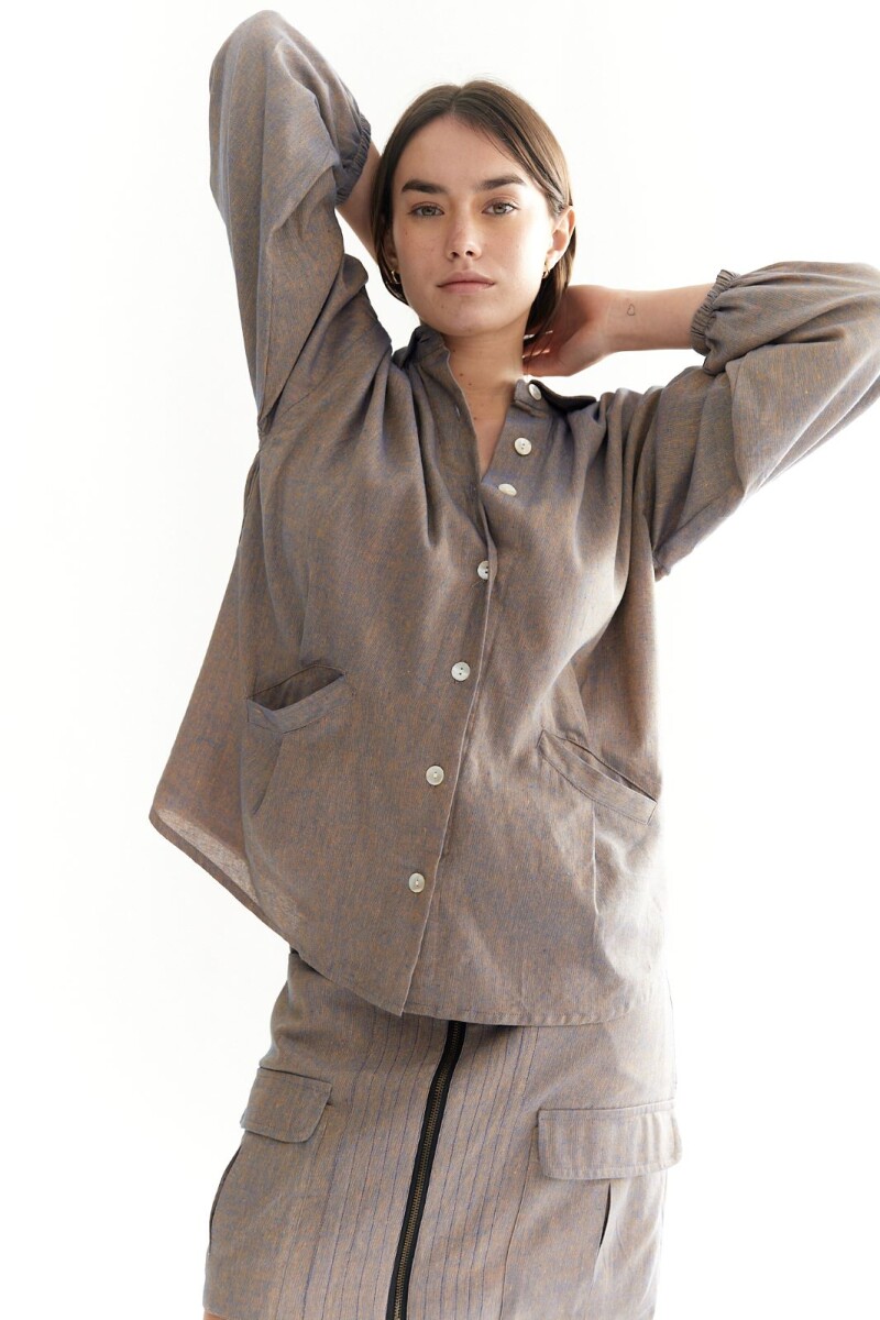 Camisa Almendra Azul