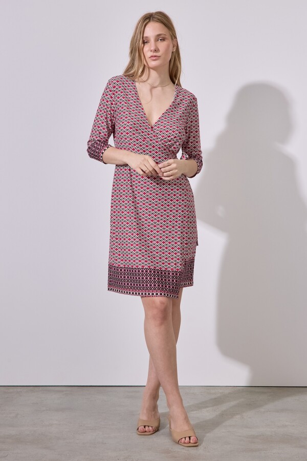 Vestido Cruzado Printed MULTI/FUCSIA