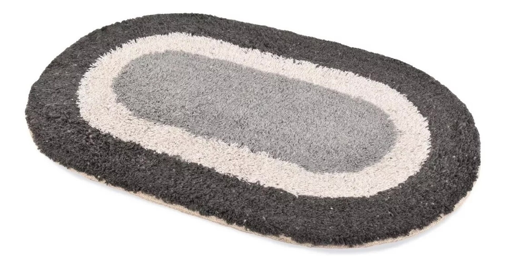 Alfombra Gris combinado Baño Ovalada 100% Algodón - 40x60 