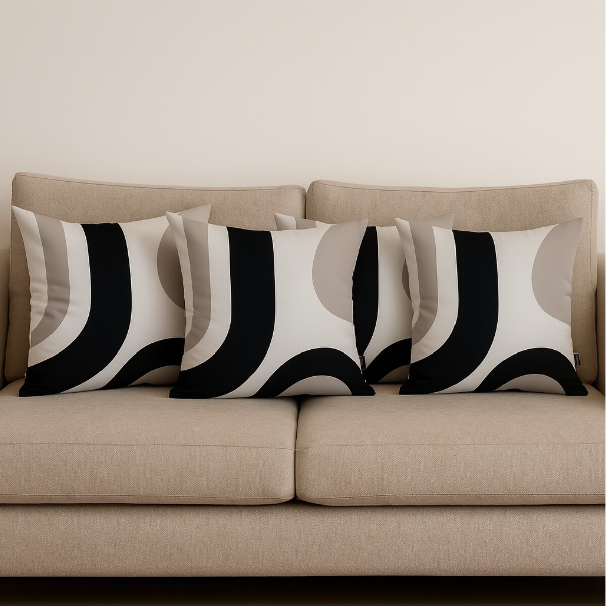Set x4 funda de almohadones lisa 43 x 43 - RAYAS NEGRO Y GRIS 