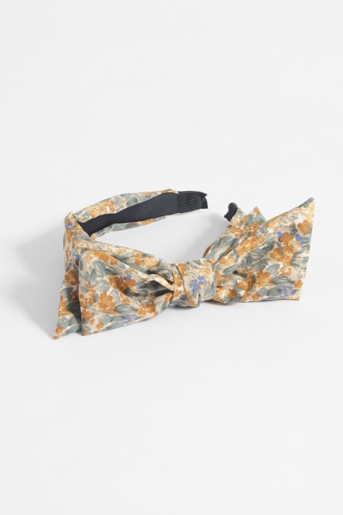 Moña estampa floral mostaza