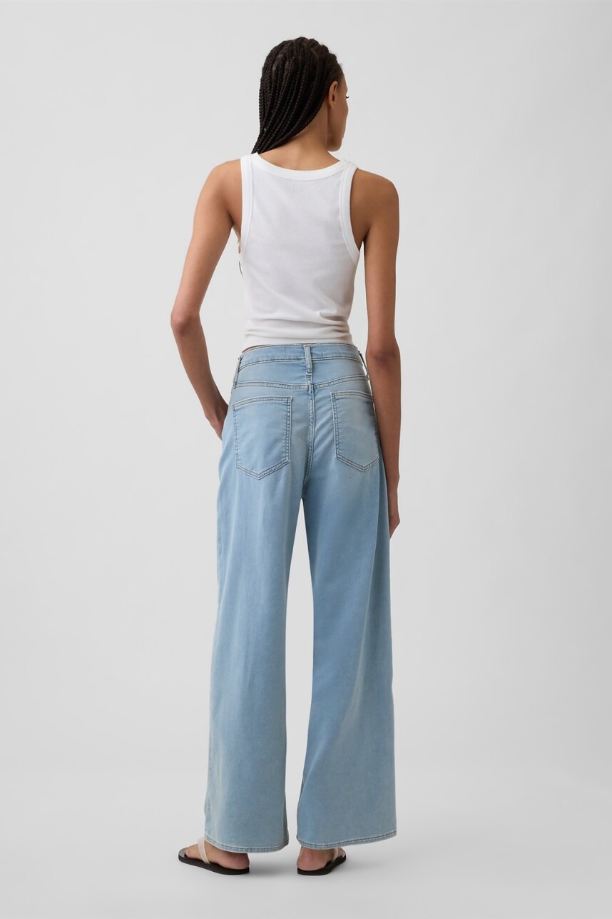 Jean Wide Leg Tiro Alto Mujer Light Wash