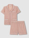 Pijama Corto Con Rayas Bicolor Nude