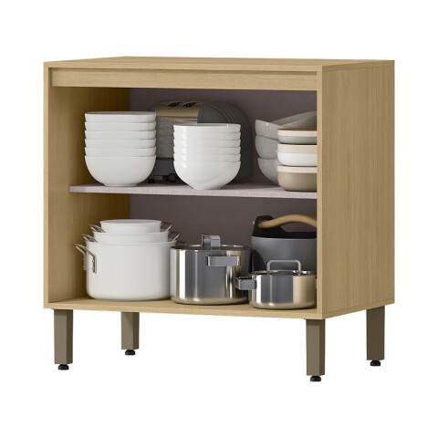 Bajo Mesada Linea Gloria 80 cm 2 Puertas y 1 Estante con Tapa - Castaño / Off White Bajo Mesada Linea Gloria 80 cm 2 Puertas y 1 Estante con Tapa - Castaño / Off White