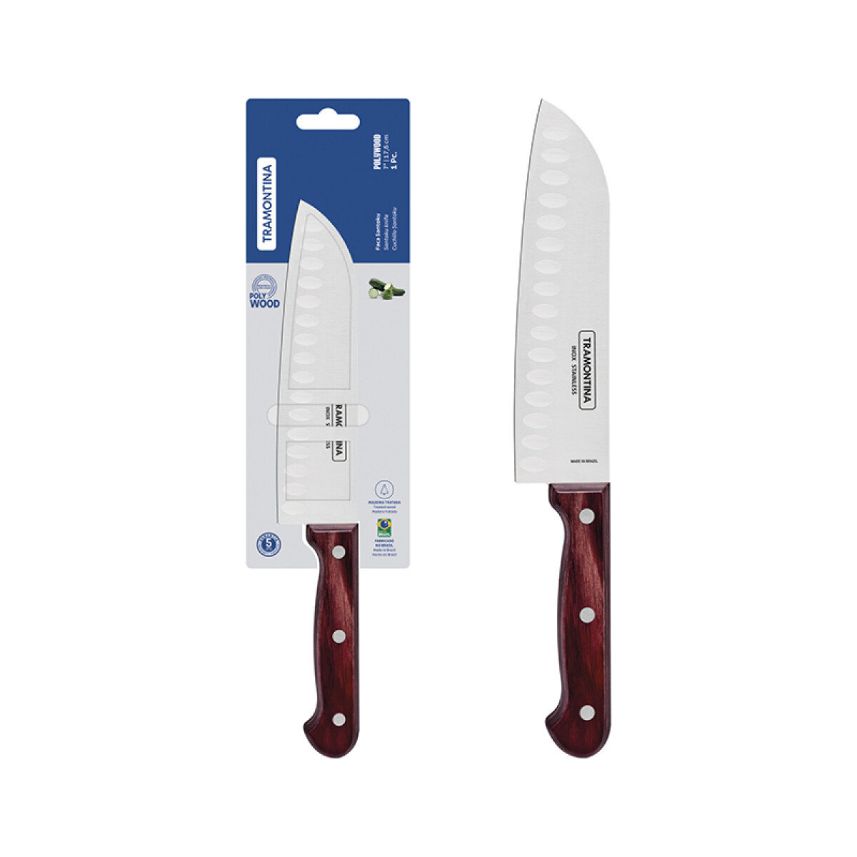 Cuchilla cocina SANTOKU 7" modelo PLOYWOOD -TRAMONTINA - TR9020 