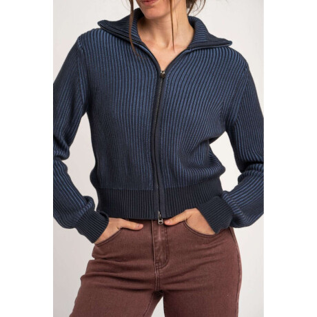 Campera Tejida Algodón Azul