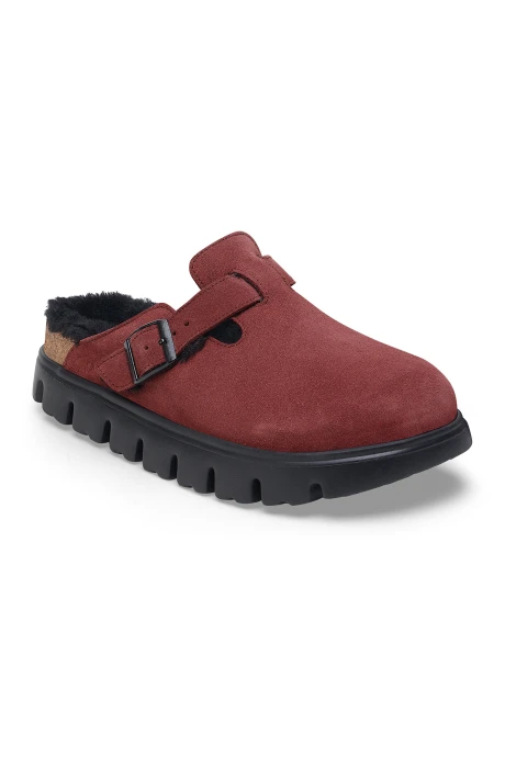 Zueco Boston Chunky Shearling Leve - Estrecho Berry Crush