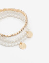 Pulseras Elásticas Sets Perla Set De Pulseras Con Perlas - Dorado