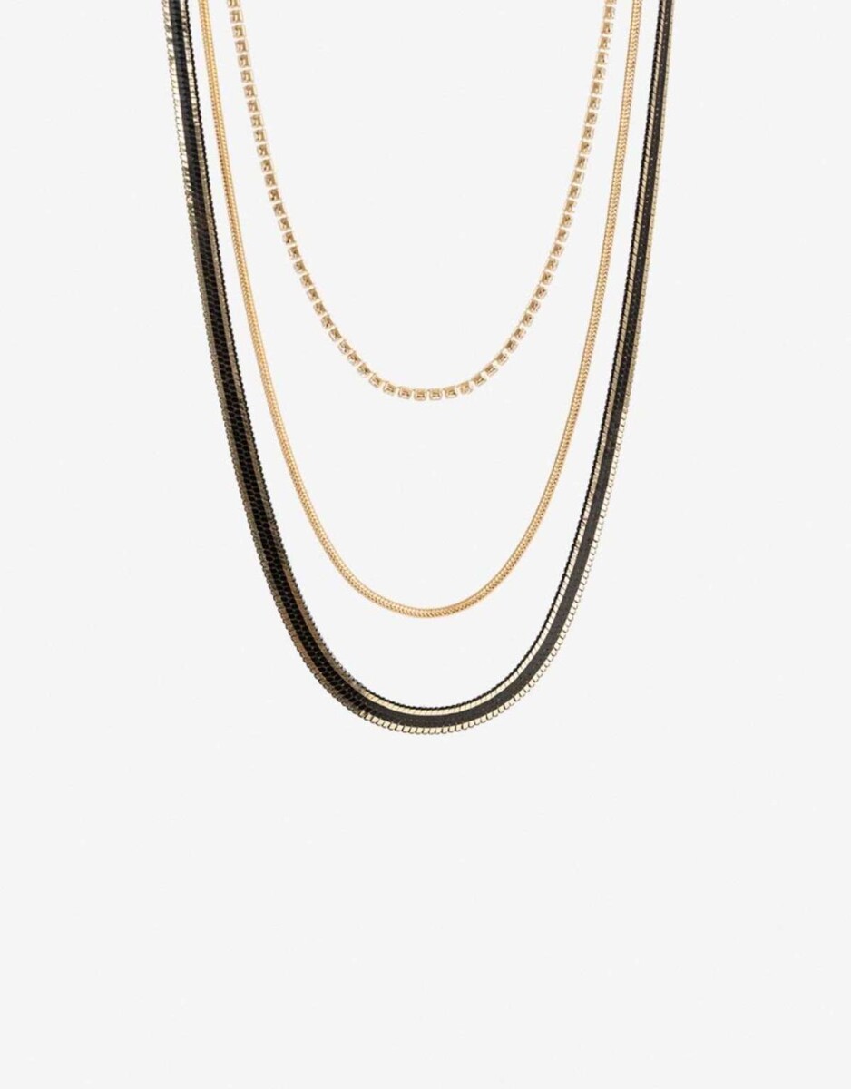 Collares Largos Black - Dorado 