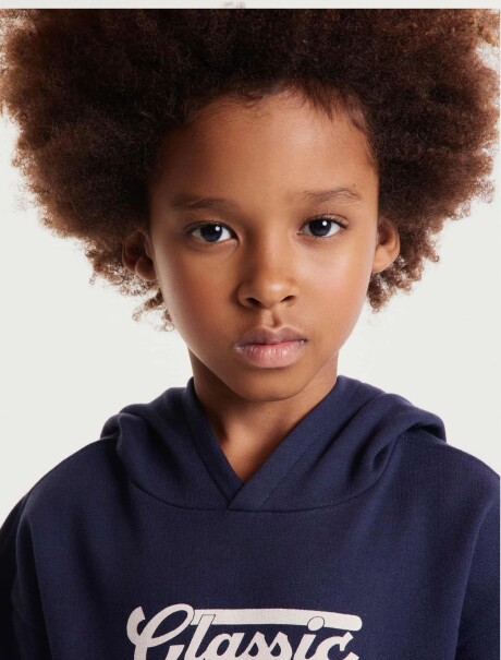 BUZO INFANTIL ESTAMPADO CON CAPUCHA AZUL