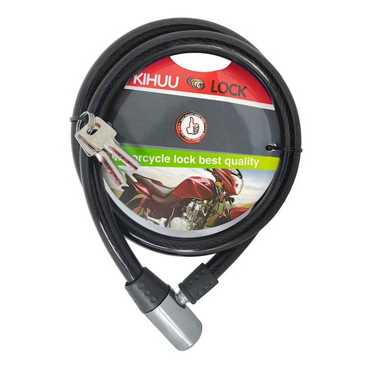Candado Para Bici Moto Con 2 Llaves Linga Acero Forrada Hts - Negro 