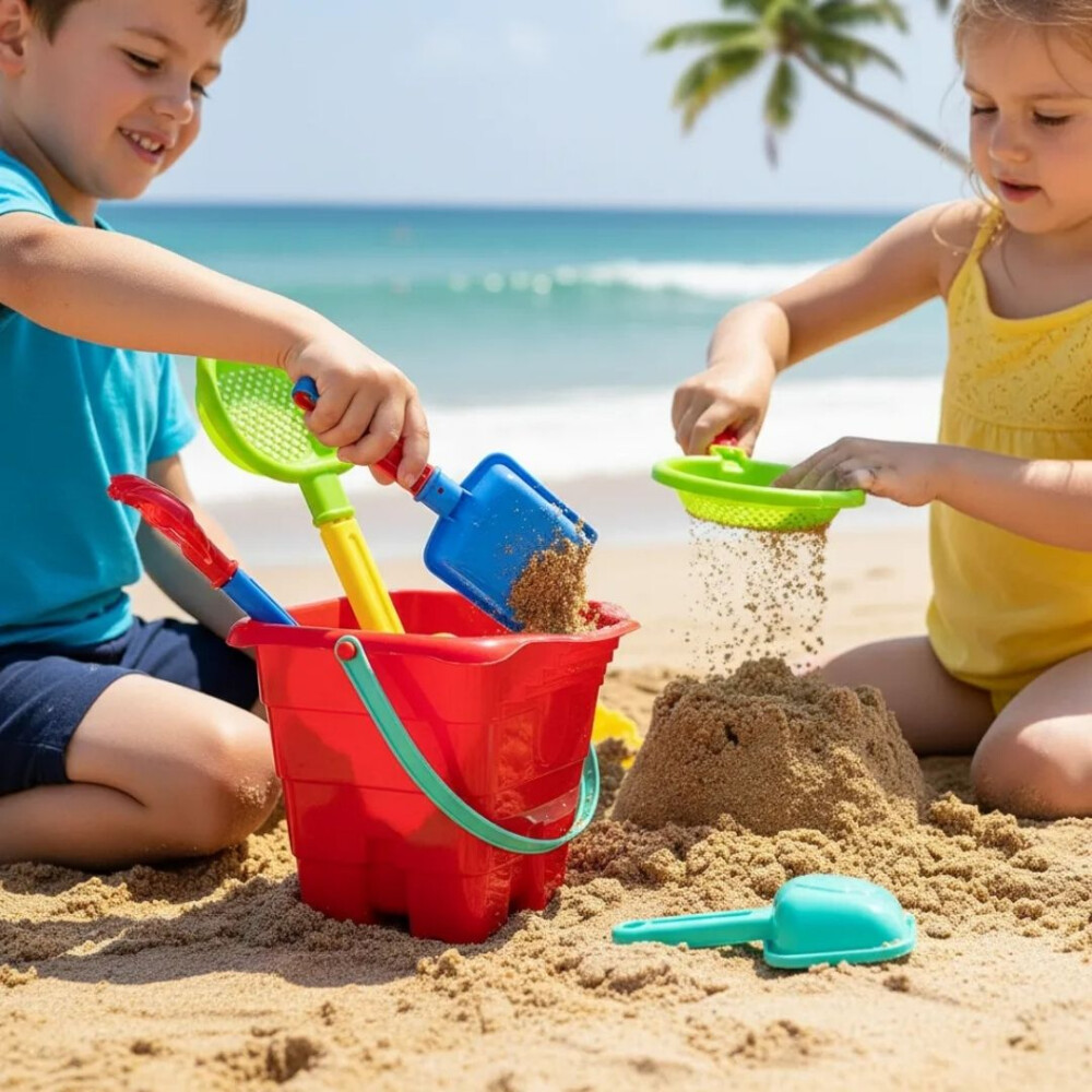 Balde Con Accesorios Para Playa Azul