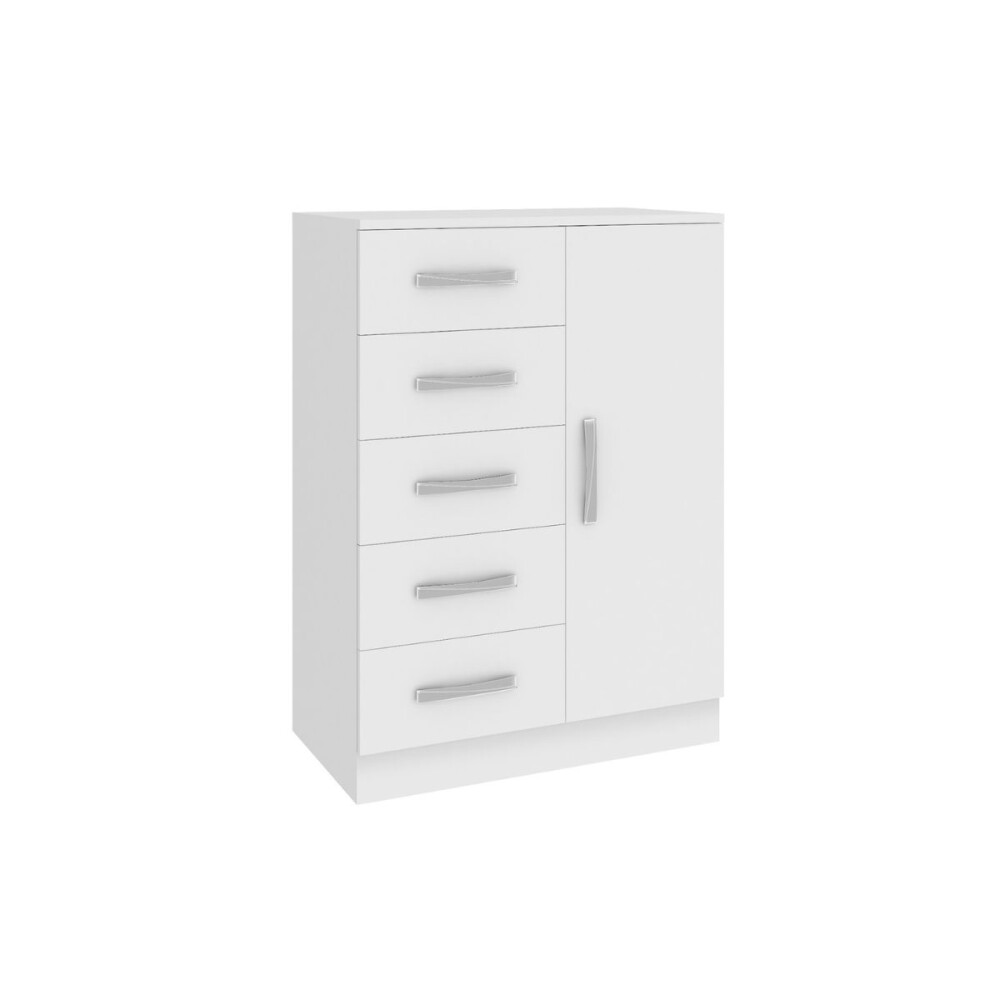 CÓMODA ZAPATERA - 5 CAJONES 1 PUERTA BLANCO