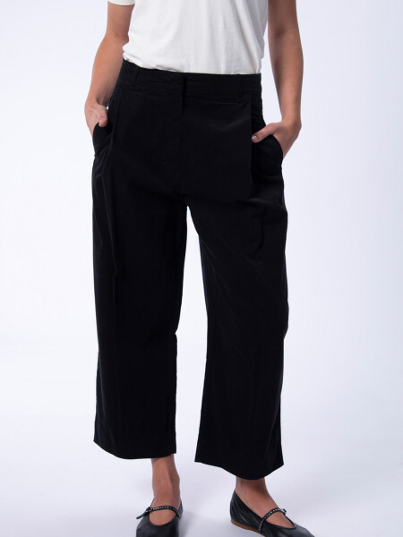 Pantalón de micropana ancho pinzas Negro