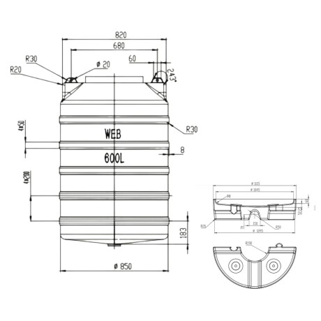 Tanque para Agua Cónico Tricapa WEB 600 Litros PPL incluidos. Tanque para Agua Cónico Tricapa WEB 600 Litros PPL incluidos.