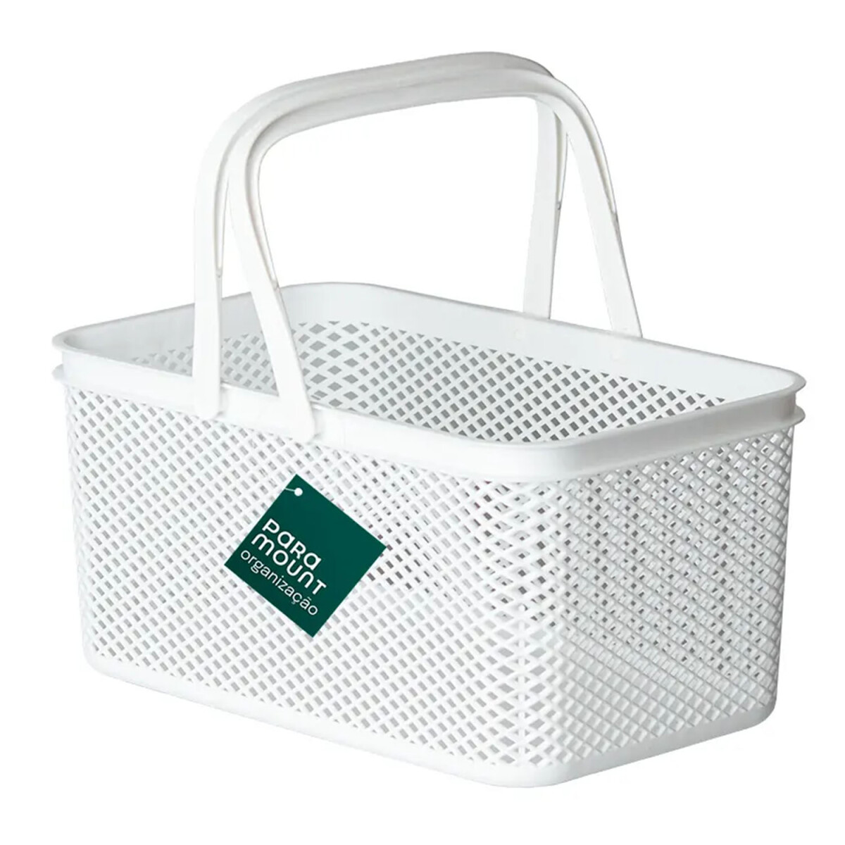 Canasto Cesto Organizador Línea c/Asa Rectangular 30x18x18Cm - Blanco 