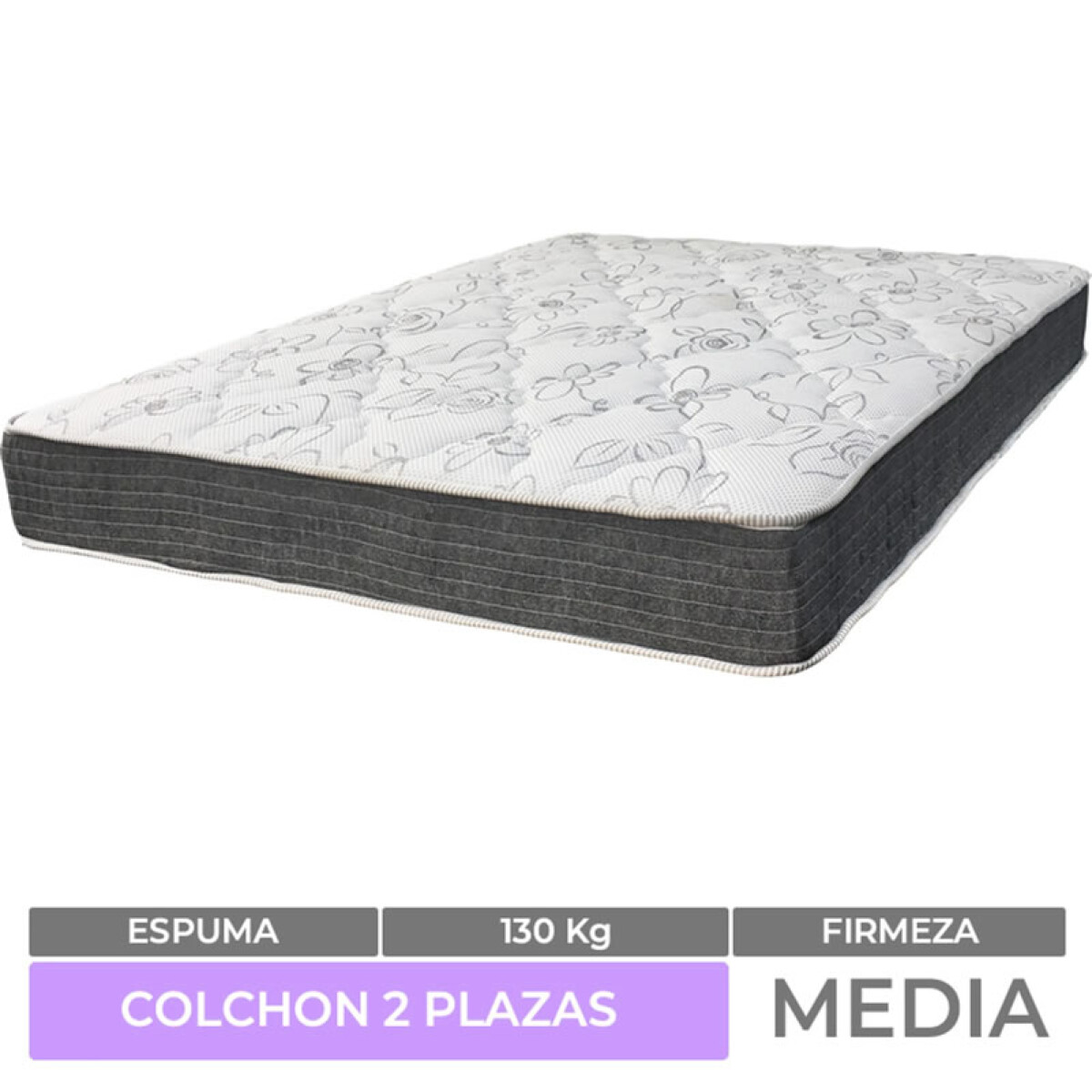 Colchón MEGA SUEÑO 2 Plazas – 100% Espuma Firme – Reversible – 138x188x20 cm – Soporta 130 kg 