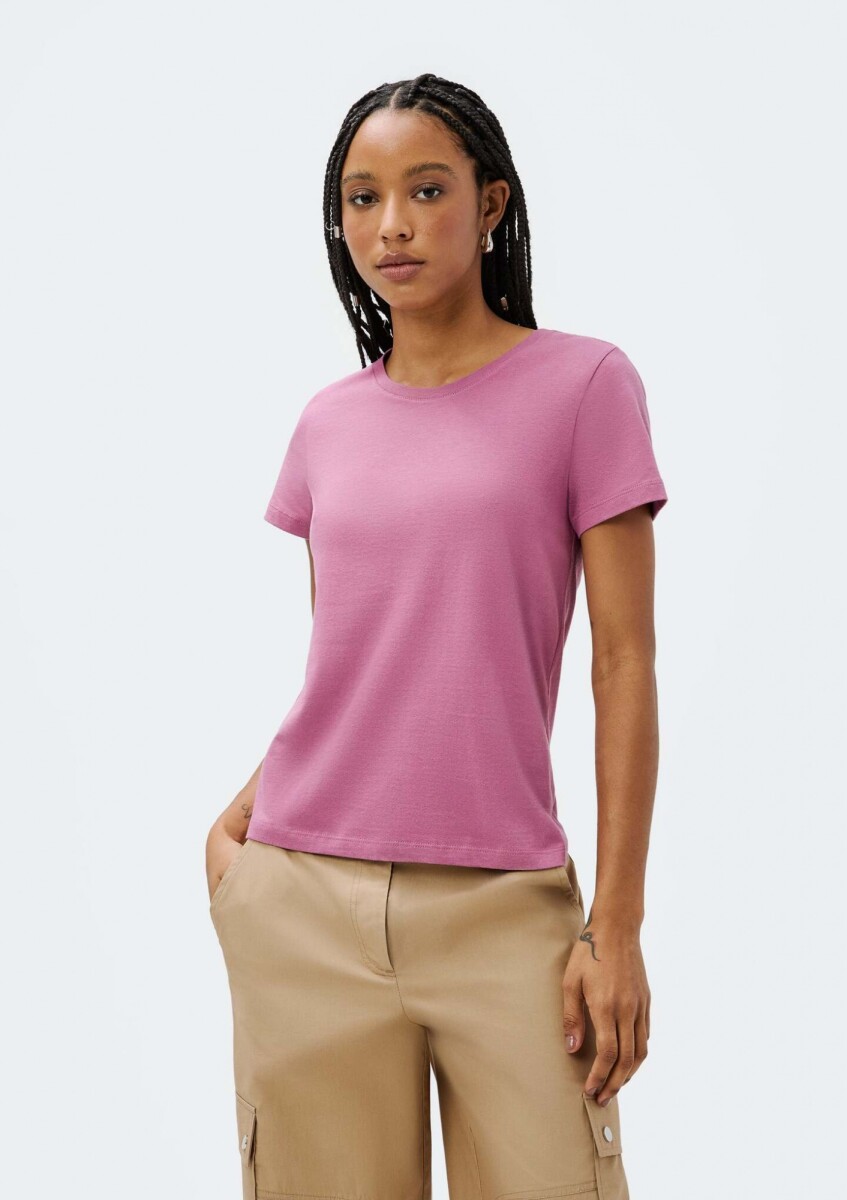 CAMISETA BÁSICA DE ALGODÓN - ROSA 