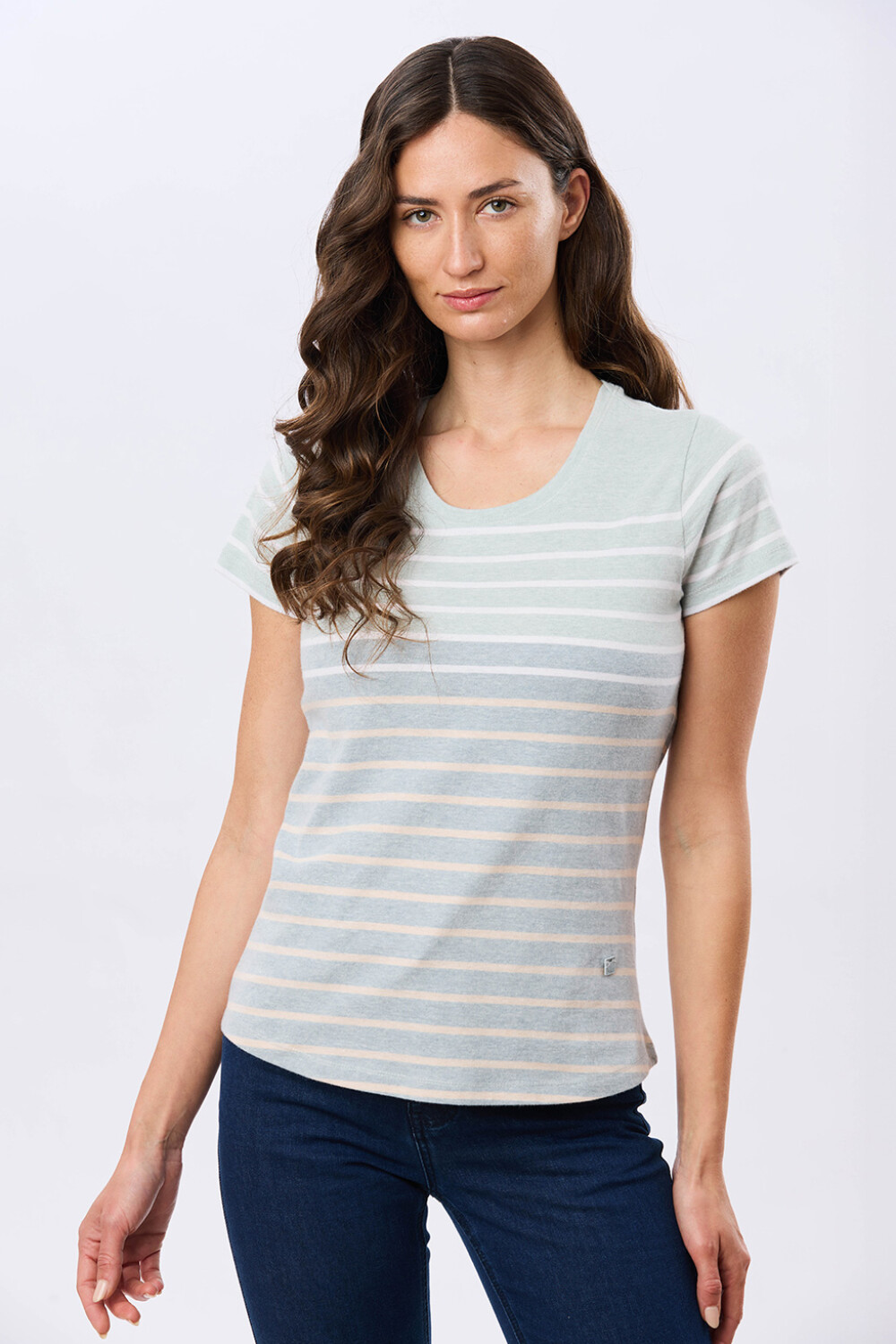 REMERA RAYADA DE ALGODÓN Pistacho