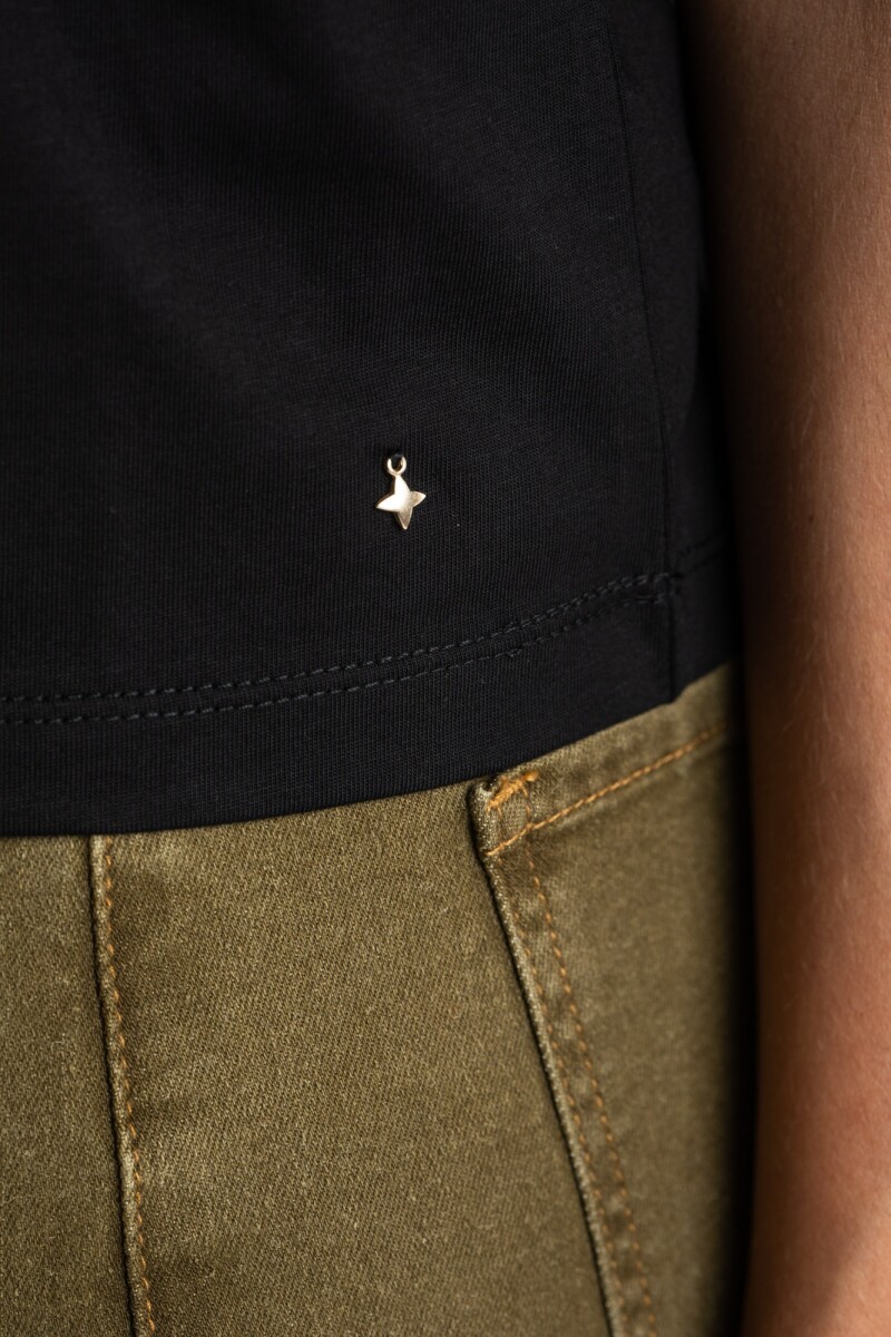 Remera Algodón Combinada Negro