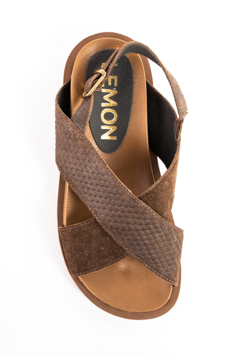 Sandalias Cruzadas De Cuero Chocolate