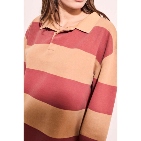 Sweater Polo Rayas Camel