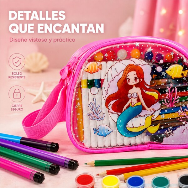 Set de Arte Infantil con Bolso 57 Piezas para Pintar y Dibujar ROSA