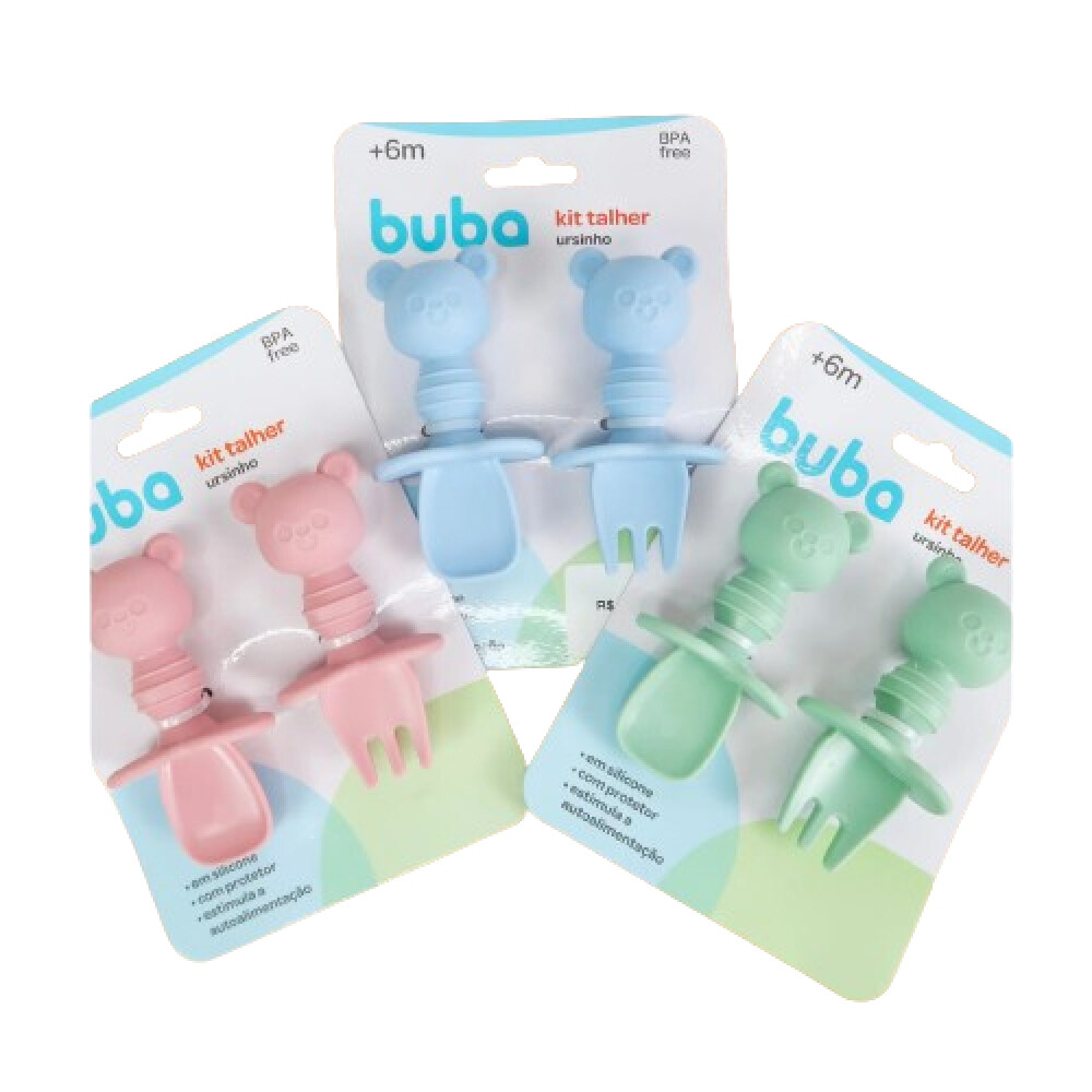 Set x2 cubiertos entrenamiento BUBA silicona OSO verde