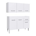 COMBO: ARMARIO BAJO MESADA + AEREO 3 PUERTAS 1.20 MT - BLANCO COMBO: ARMARIO BAJO MESADA + AEREO 3 PUERTAS 1.20 MT - BLANCO