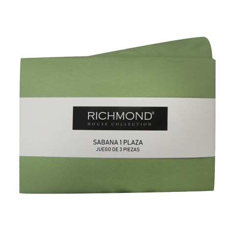 Juego Sábanas 1 Plaza y Media Richmond House Lisas 100% Microfibra VERDE