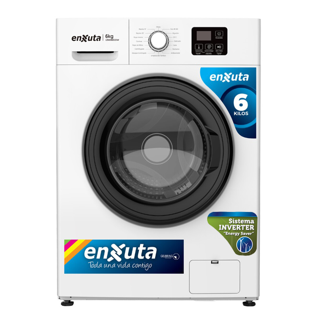 Lavarropas 6 kg carga frontal INVERTER Enxuta LENX0650 