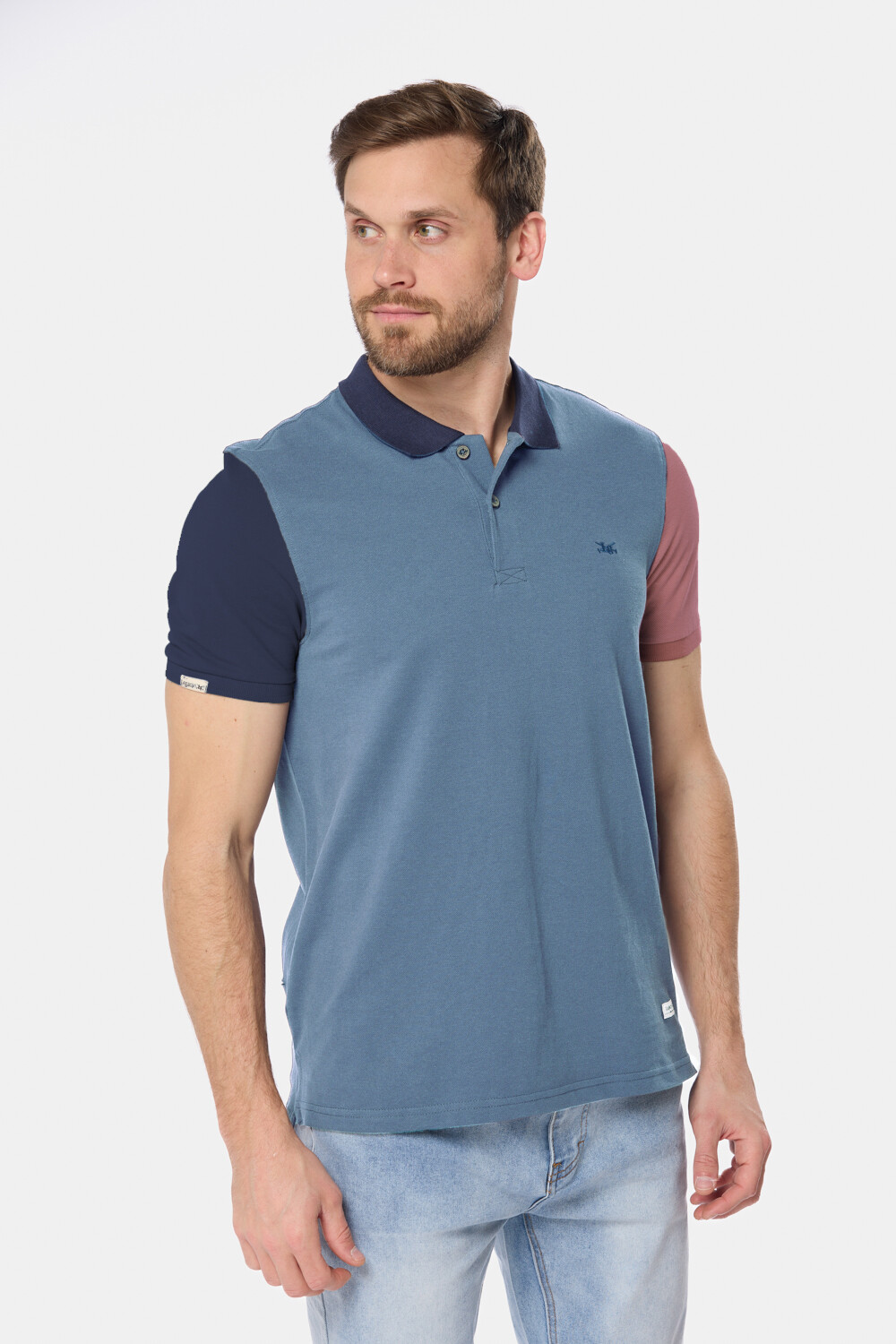 REMERA POLO COMBINADA PIQUÉ Piedra