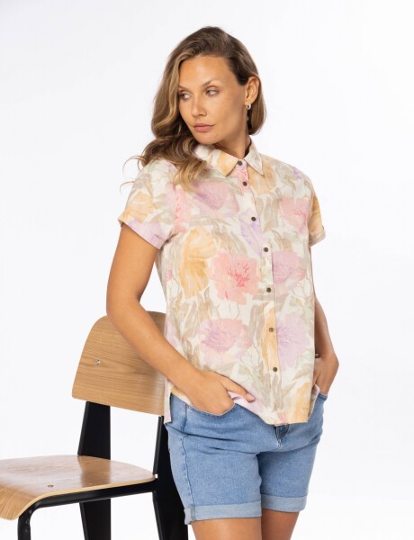 CAMISA DE LINO ESTAMPADA Rosa