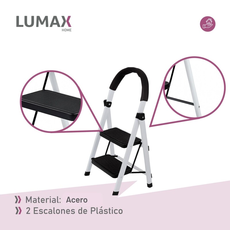 Escalera Tijera 2 Escalones De plastico Negro/Blanco